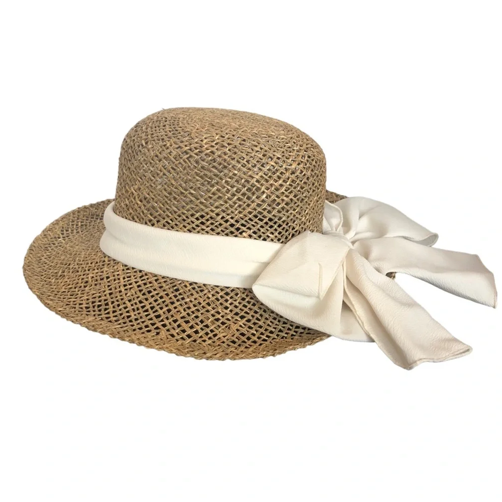 Vintage Open Weave Wicker Sun Hat - Picture 2 of 7